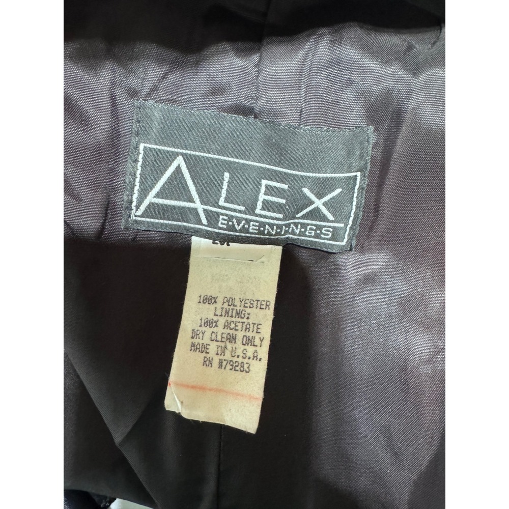 Alex Evenings Vintage 16 Black Velvet Sheer Sleeve Rhinestone Clasp Formal Top - Picture 6 of 11
